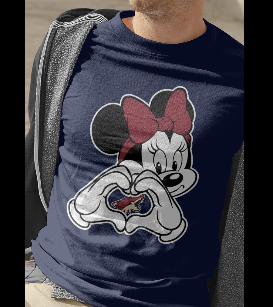 Minnie Mouse Arizona Coyotes Heart Hands T-Shirt