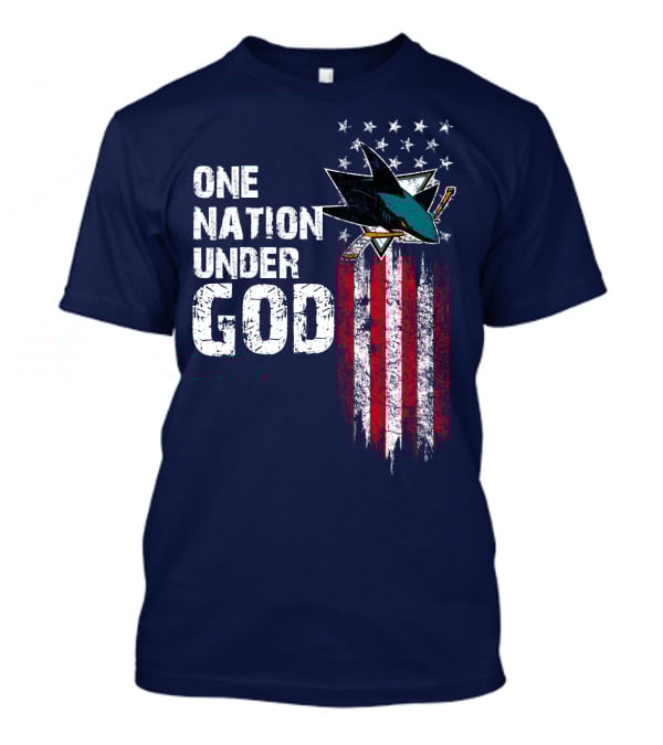 One Nation Under God San Jose Sharks American Flag Stars T-Shirt