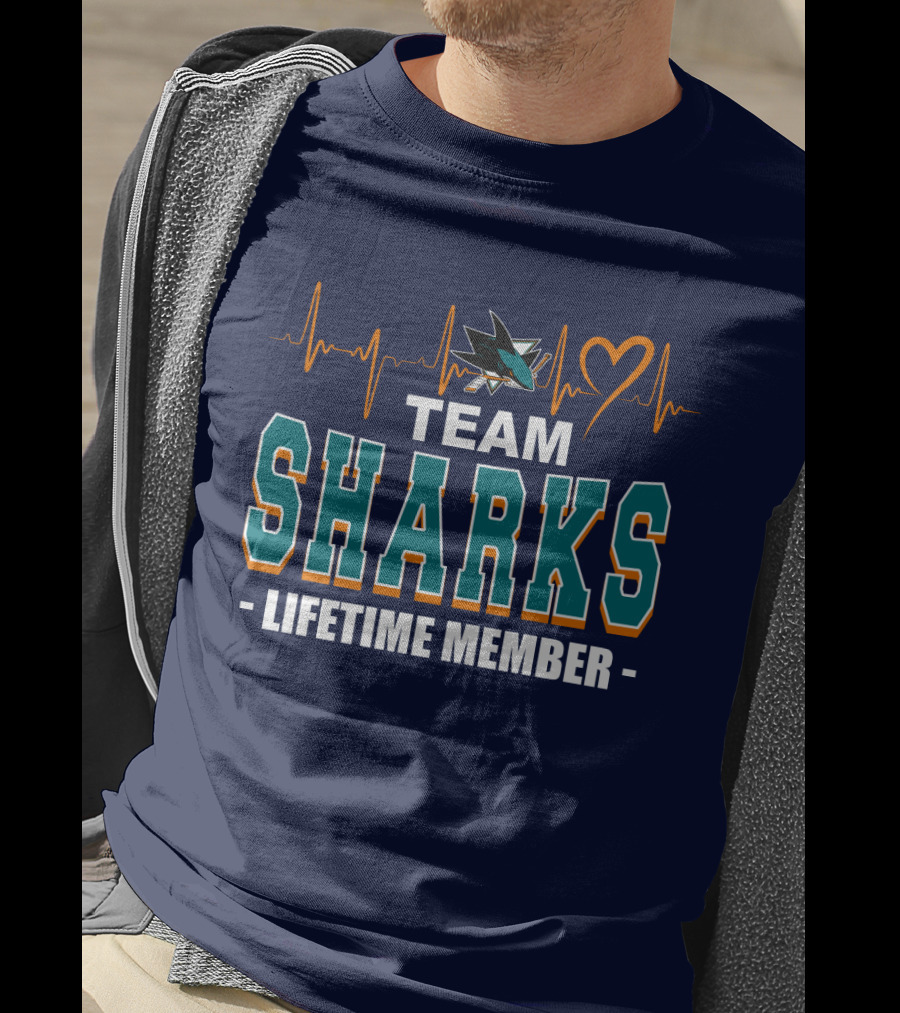 Team Sharks San Jose Lifetime Member Heartbeat T-Shirt