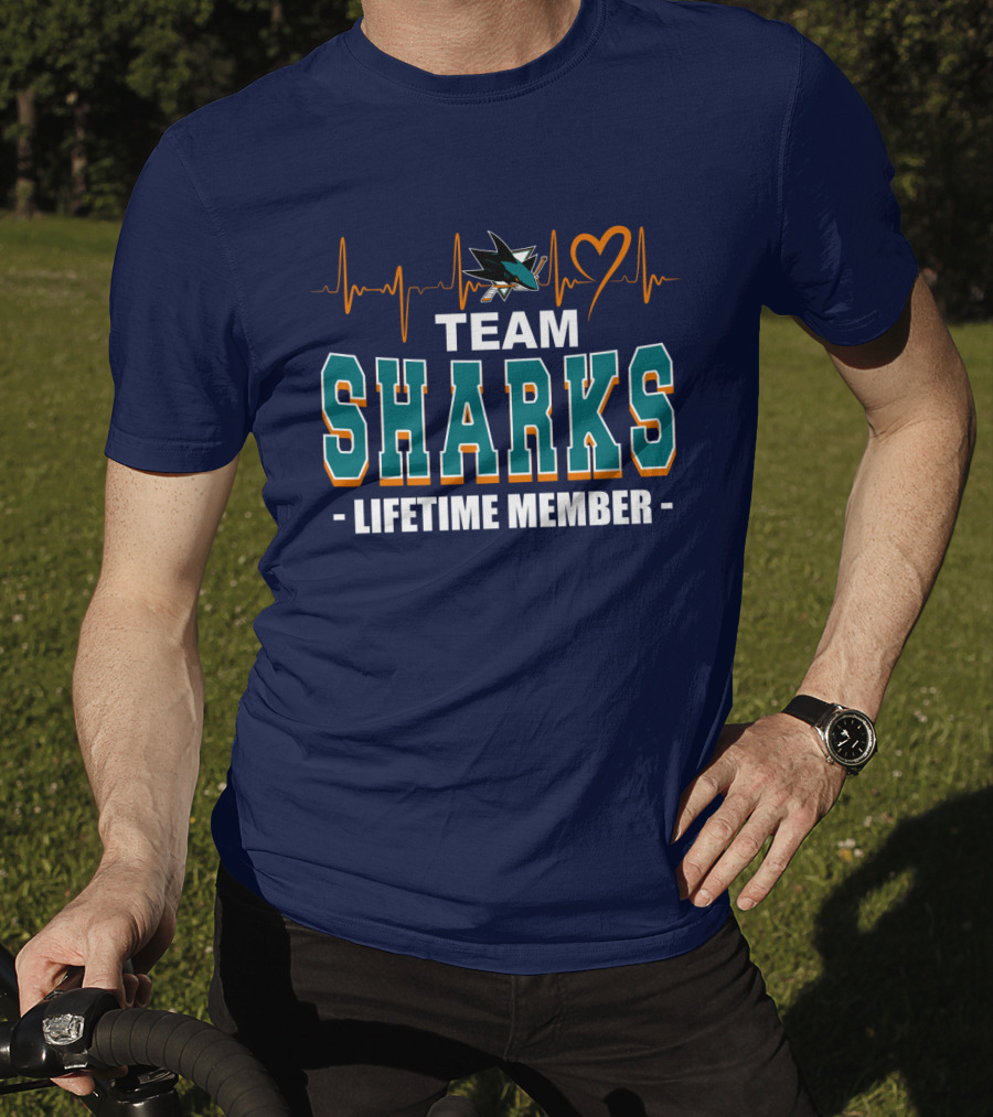 Team Sharks San Jose Lifetime Member Heartbeat T-Shirt