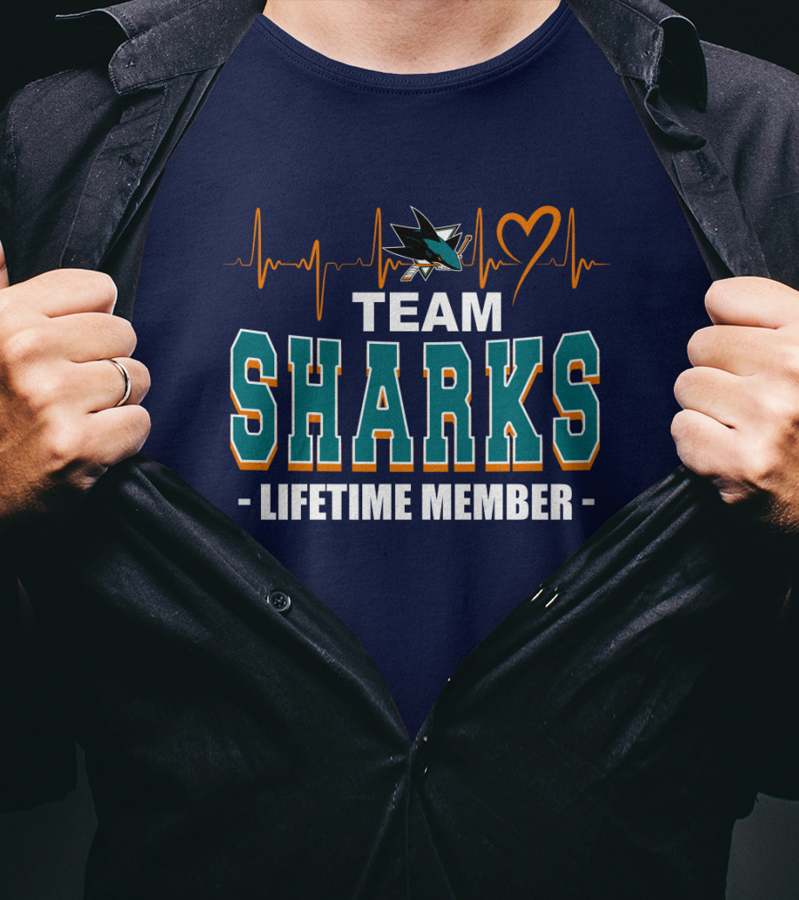 Team Sharks San Jose Lifetime Member Heartbeat T-Shirt