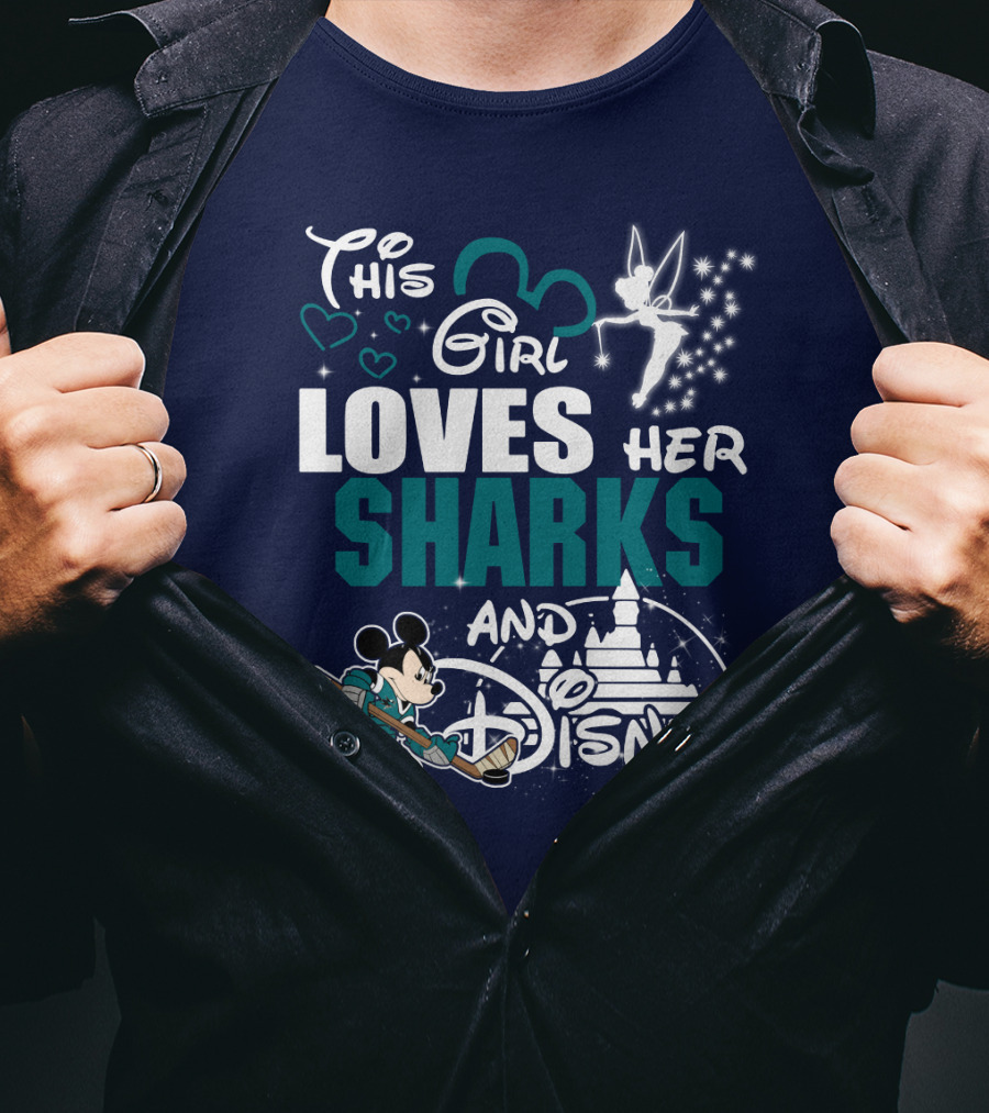 This Girl Loves Her Sharks And Disney T-Shirt