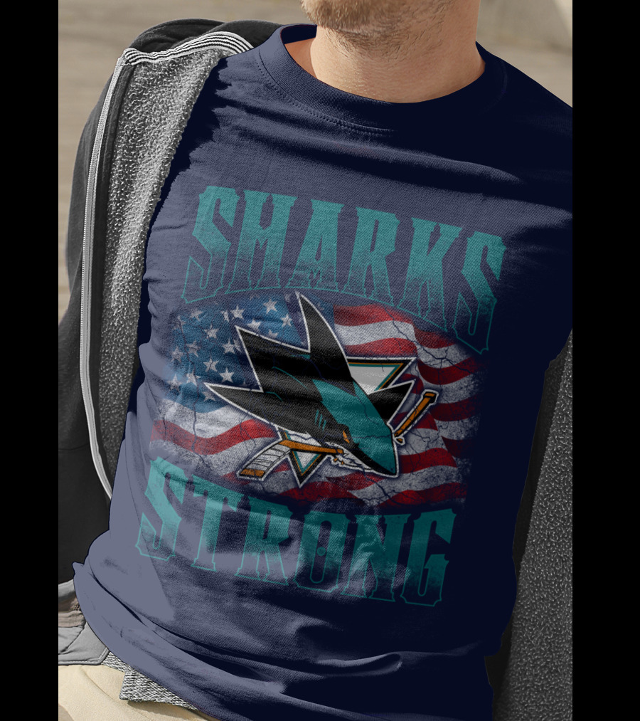 Sharks Strong American Flag San Jose Sharks T-Shirt