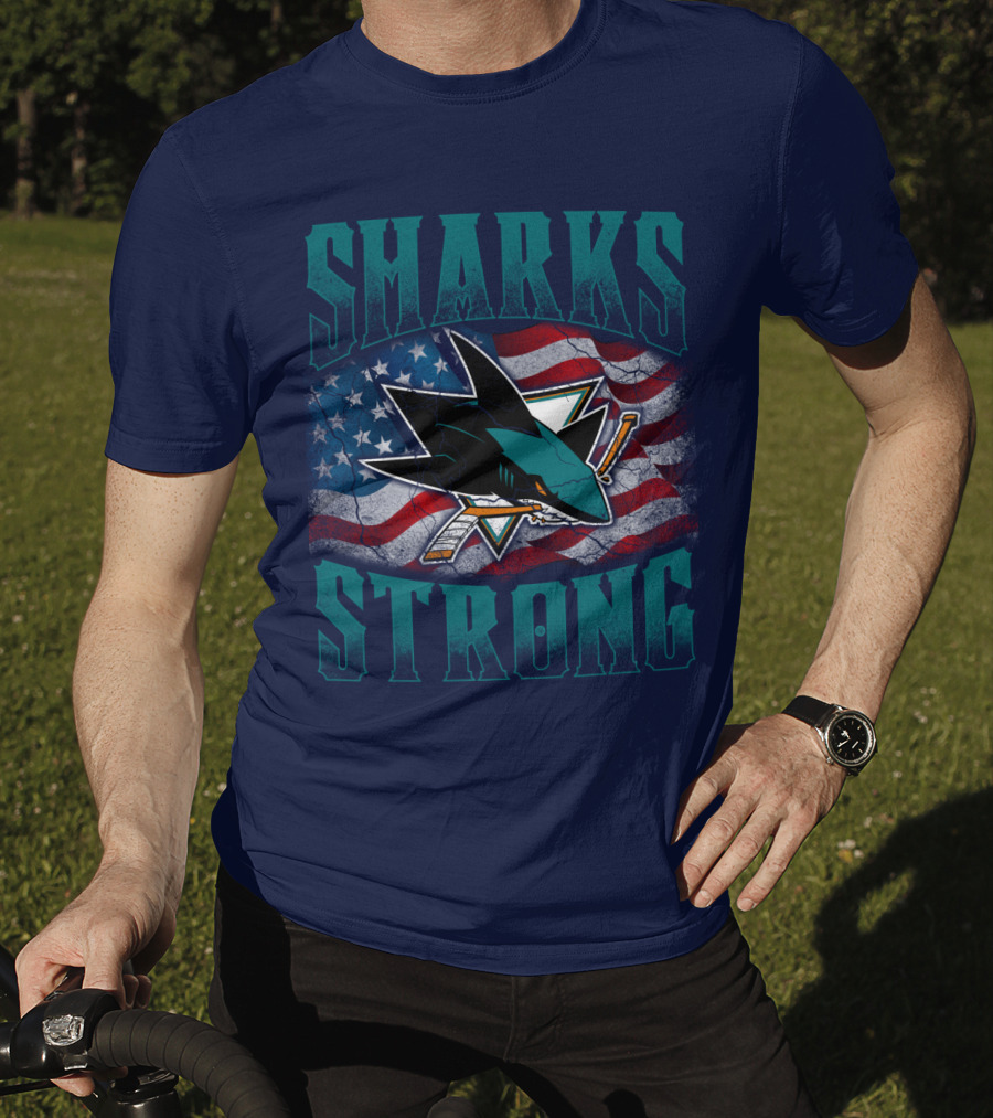 Sharks Strong American Flag San Jose Sharks T-Shirt