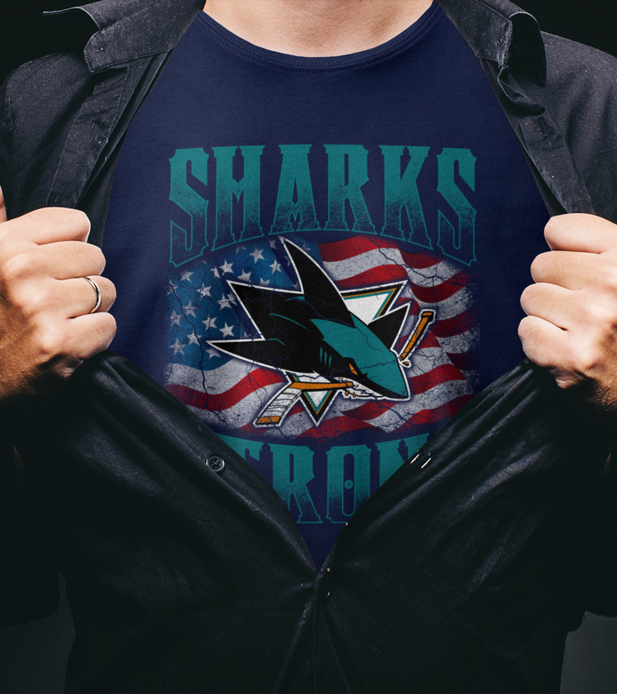Sharks Strong American Flag San Jose Sharks T-Shirt