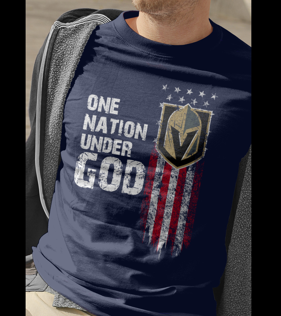 One Nation Under God Vegas Golden Knights Logo Stars And Stripes T-Shirt