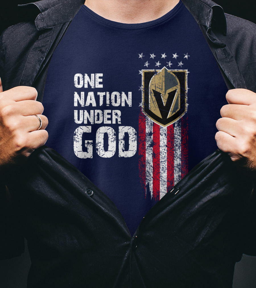 One Nation Under God Vegas Golden Knights Logo Stars And Stripes T-Shirt