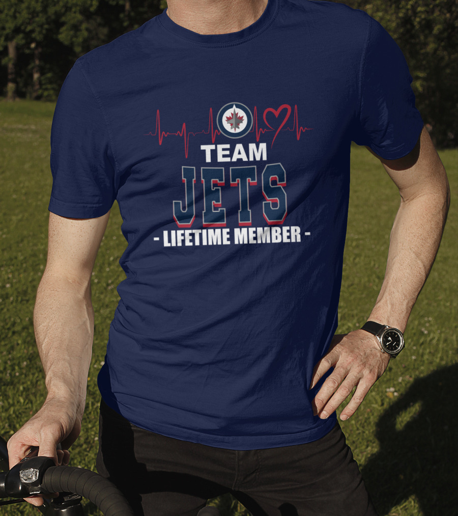 Team Jets Lifetime Member Winnipeg Jets Heartbeat T-Shirt