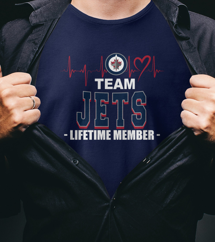 Team Jets Lifetime Member Winnipeg Jets Heartbeat T-Shirt