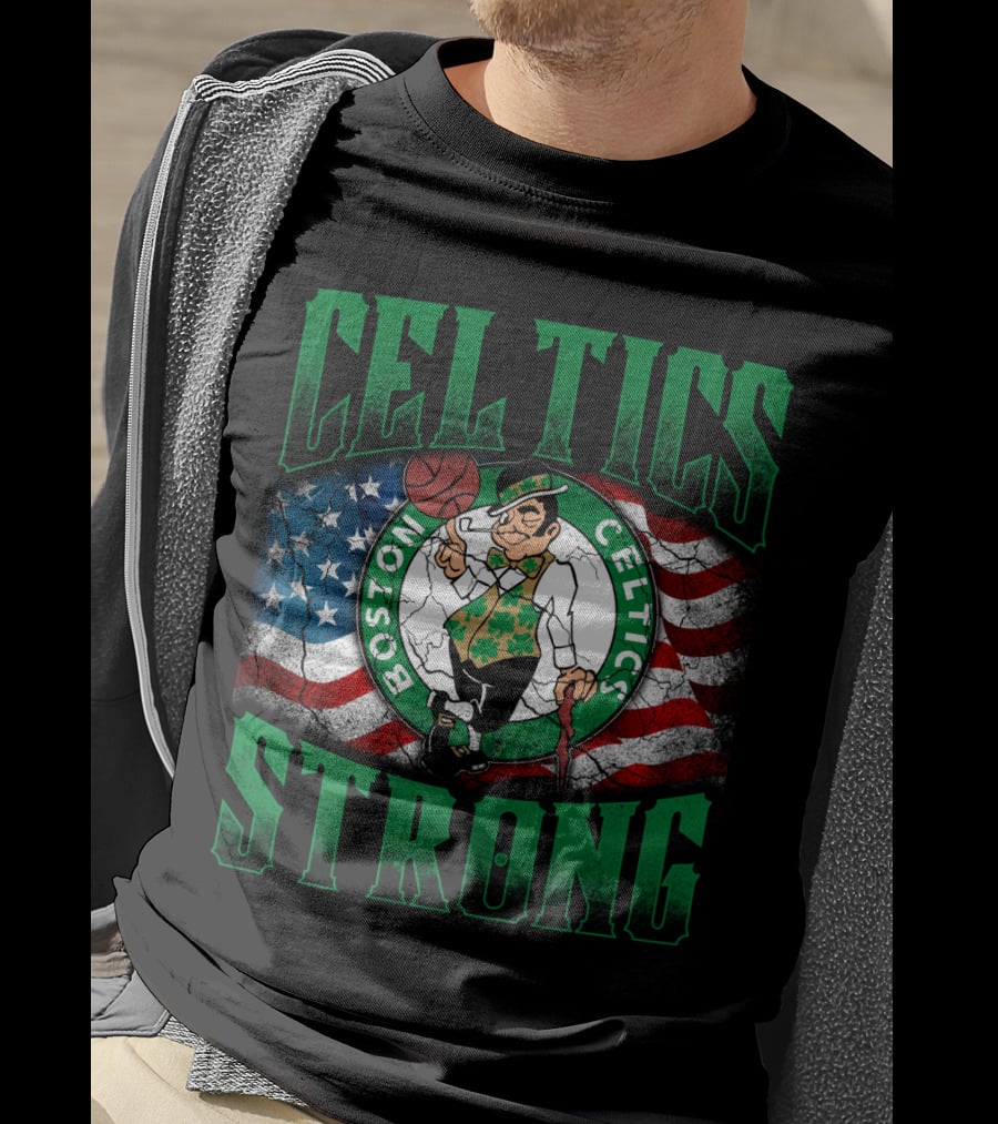 Celtics Strong Boston Celtics American Flag T-Shirt