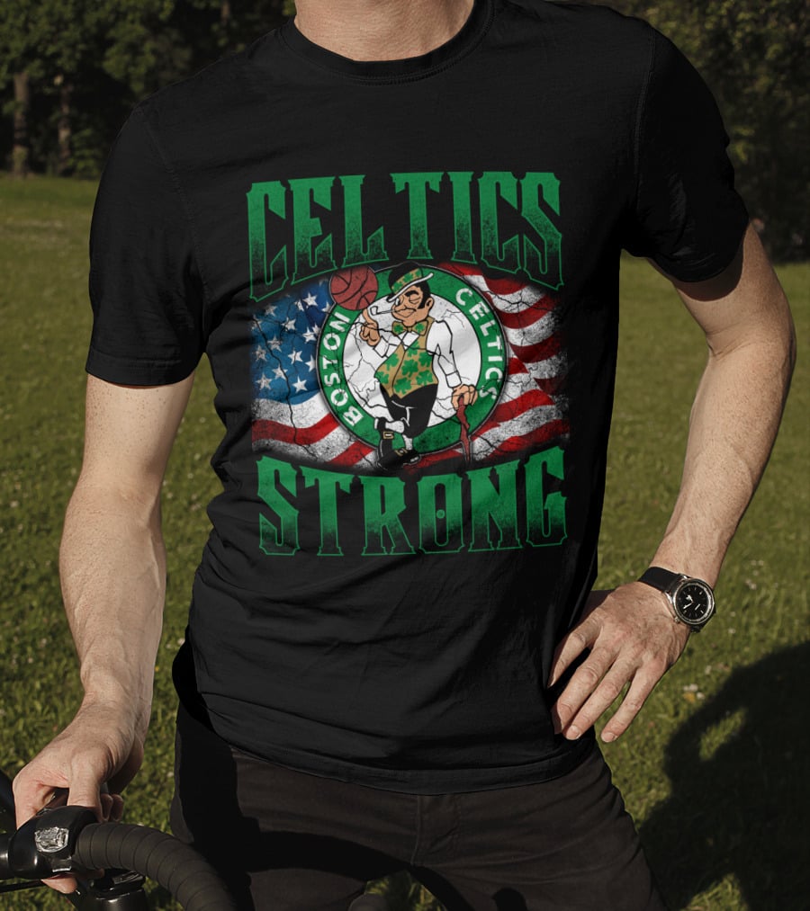 Celtics Strong Boston Celtics American Flag T-Shirt