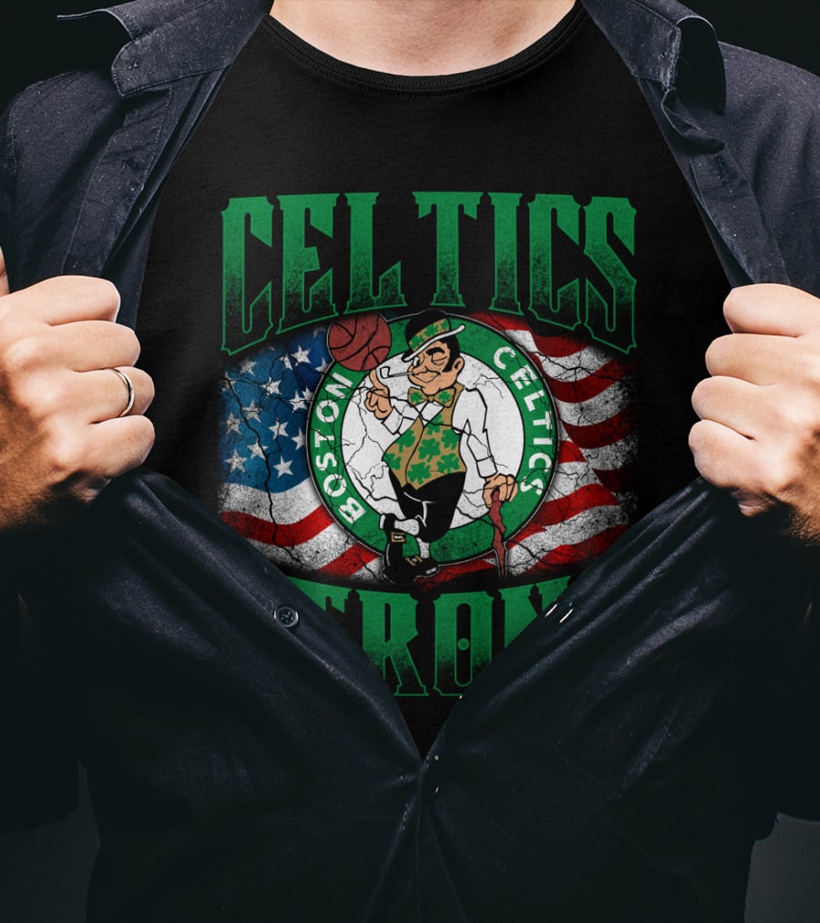 Celtics Strong Boston Celtics American Flag T-Shirt