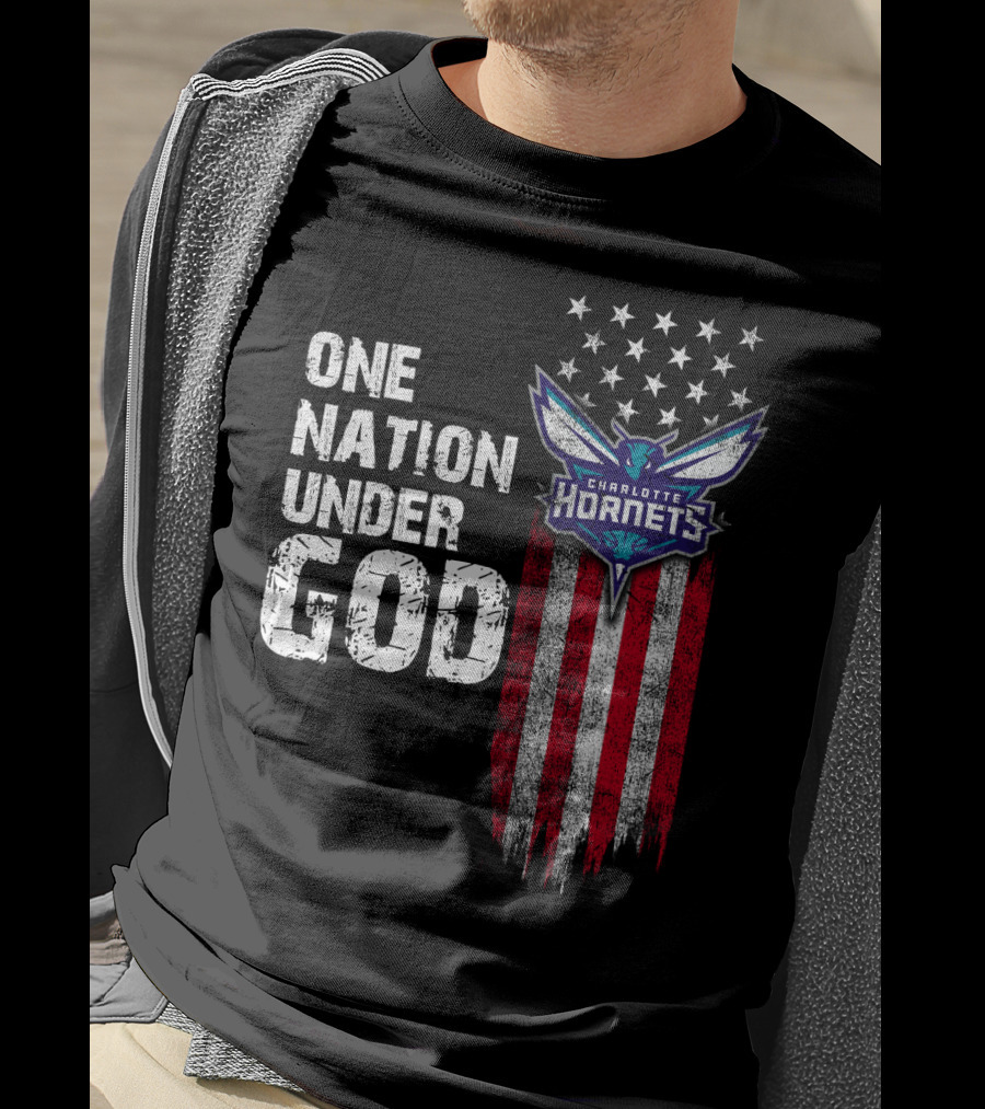 One Nation Under God Charlotte Hornets Stars Stripes T-Shirt