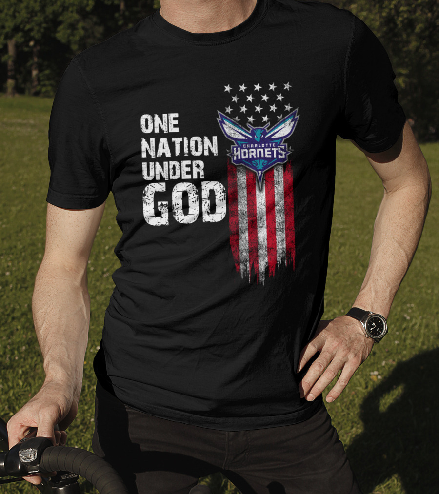 One Nation Under God Charlotte Hornets Stars Stripes T-Shirt
