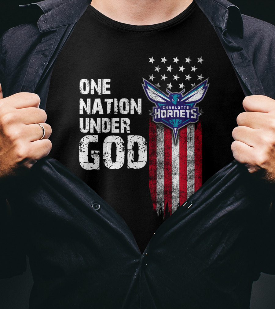 One Nation Under God Charlotte Hornets Stars Stripes T-Shirt