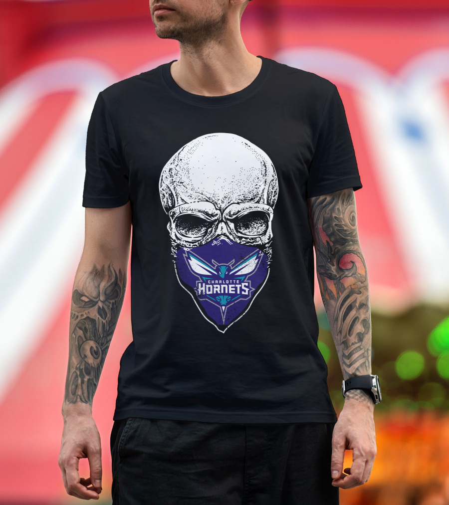 Charlotte Hornets Skull Mask T-Shirt