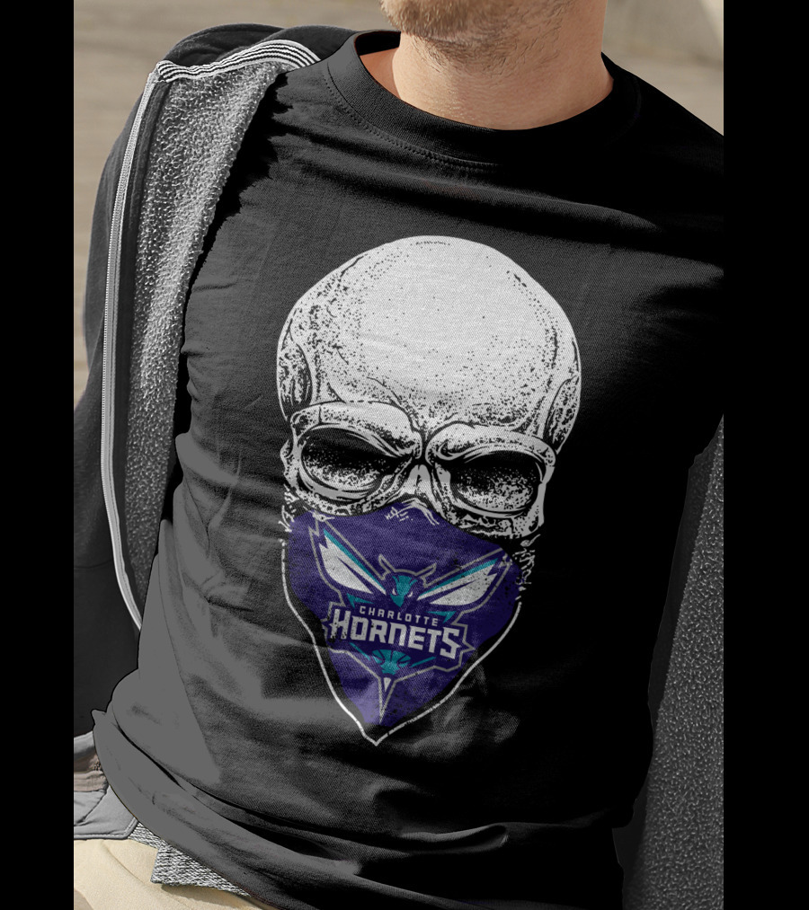 Charlotte Hornets Skull Mask T-Shirt