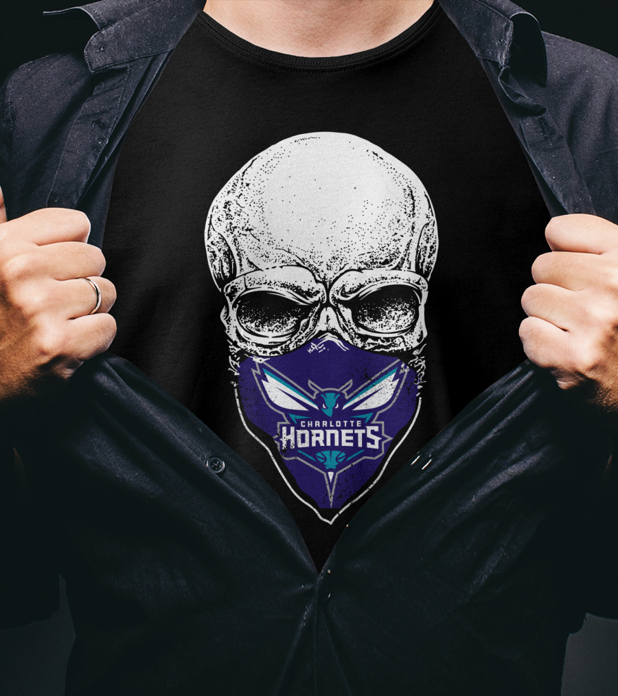 Charlotte Hornets Skull Mask T-Shirt