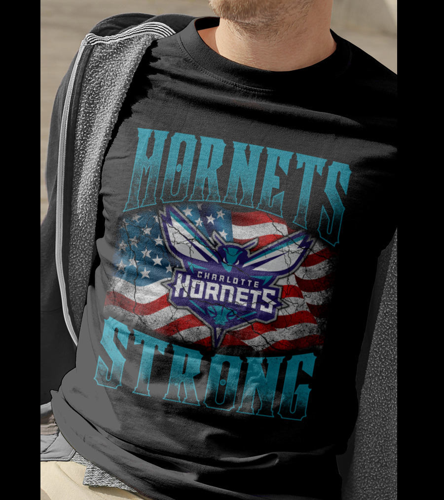 Hornets Strong Charlotte Hornets American Flag T-Shirt