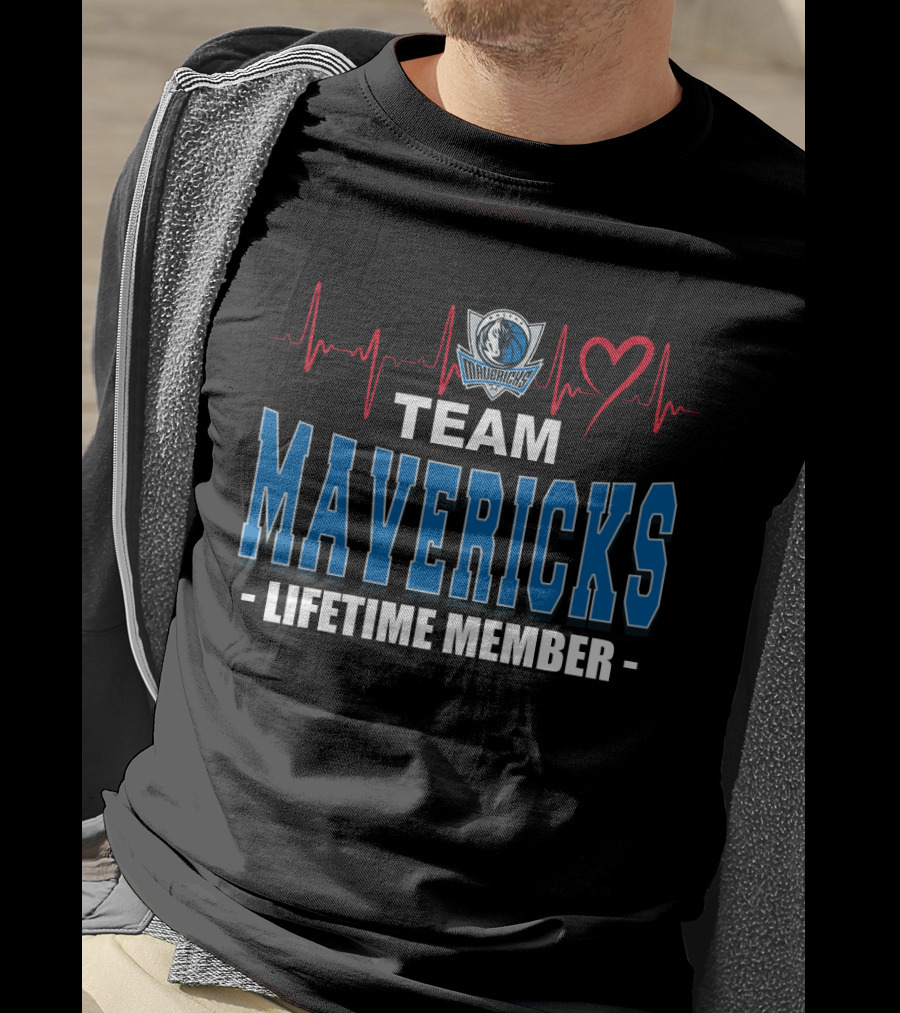 Team Mavericks Lifetime Member Dallas Mavericks Heartbeat T-Shirt