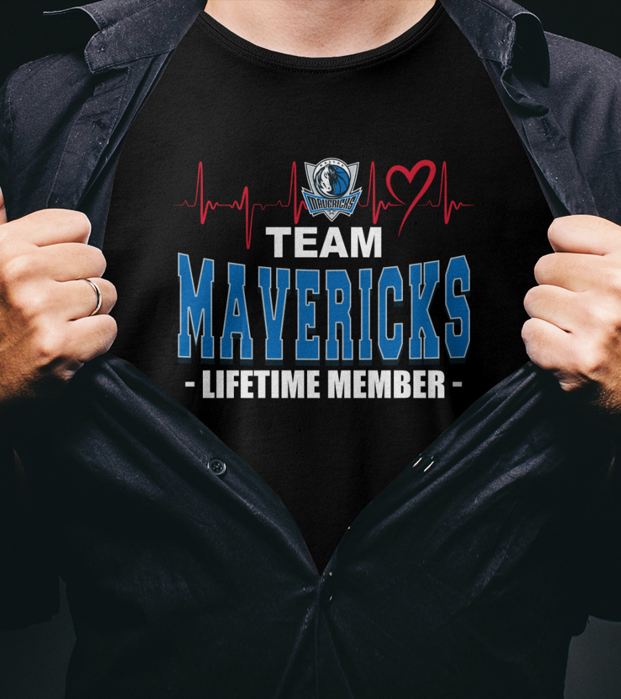 Team Mavericks Lifetime Member Dallas Mavericks Heartbeat T-Shirt