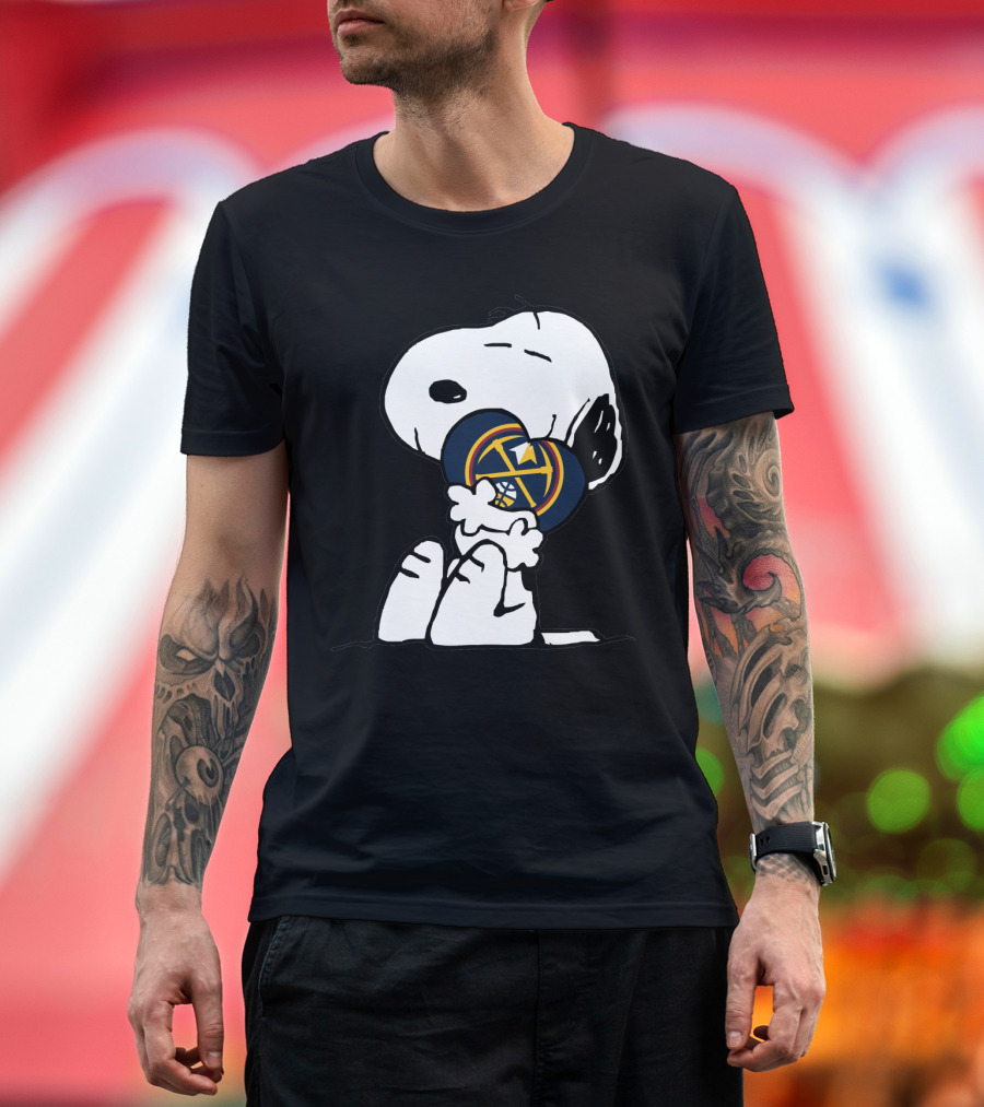 Denver Nuggets Snoopy Hugging Basketball T-Shirt