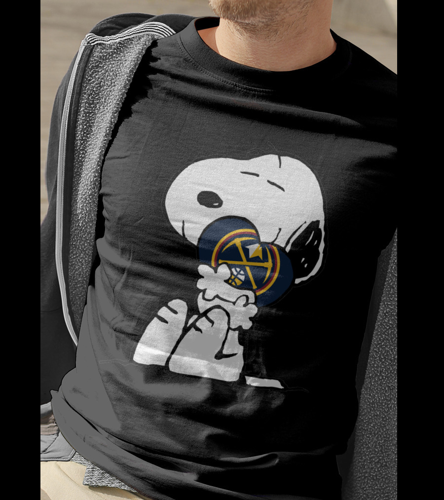 Denver Nuggets Snoopy Hugging Basketball T-Shirt