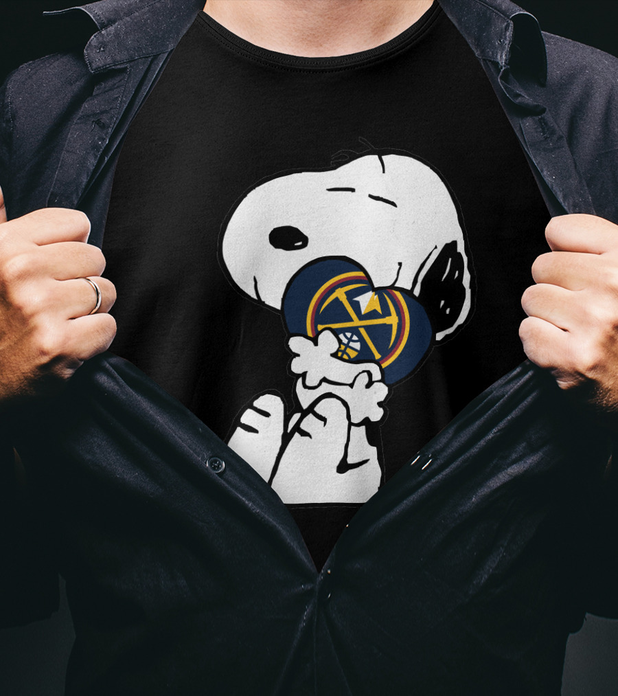 Denver Nuggets Snoopy Hugging Basketball T-Shirt