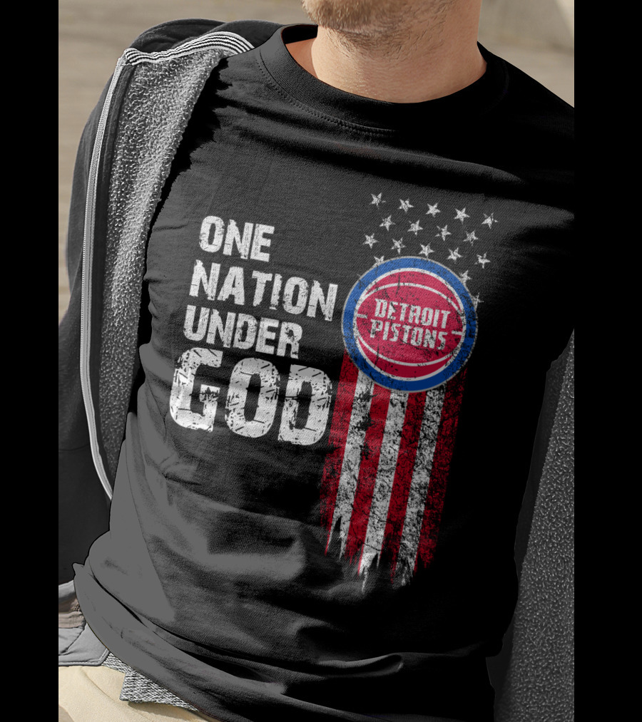 One Nation Under God Detroit Pistons Stars And Stripes T-Shirt