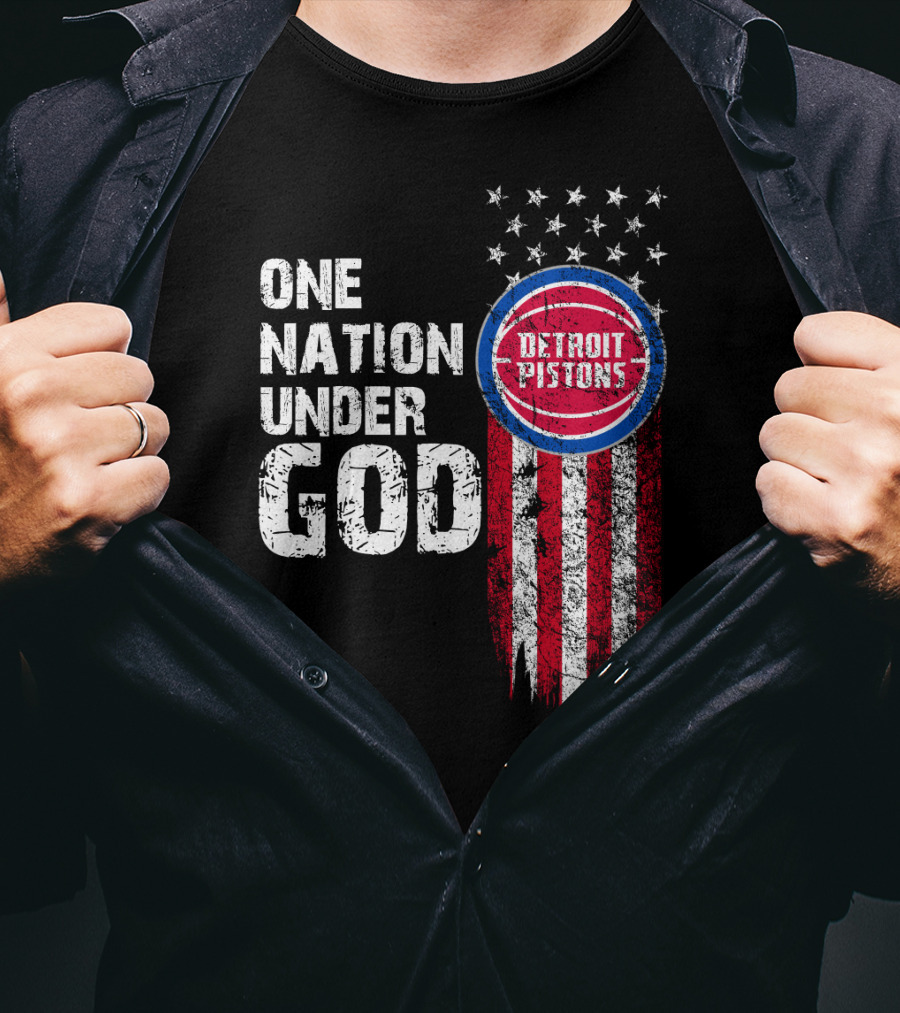 One Nation Under God Detroit Pistons Stars And Stripes T-Shirt