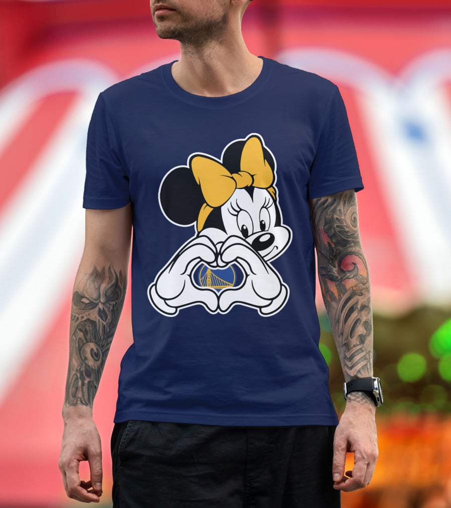 Golden State Warriors Heart Hands Minnie Mouse T-Shirt