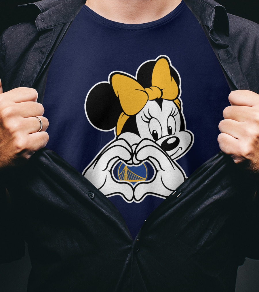 Golden State Warriors Heart Hands Minnie Mouse T-Shirt