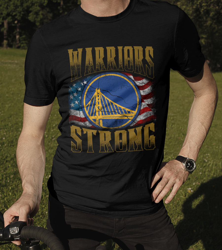 Warriors Strong Golden State American Flag Bridge T-Shirt