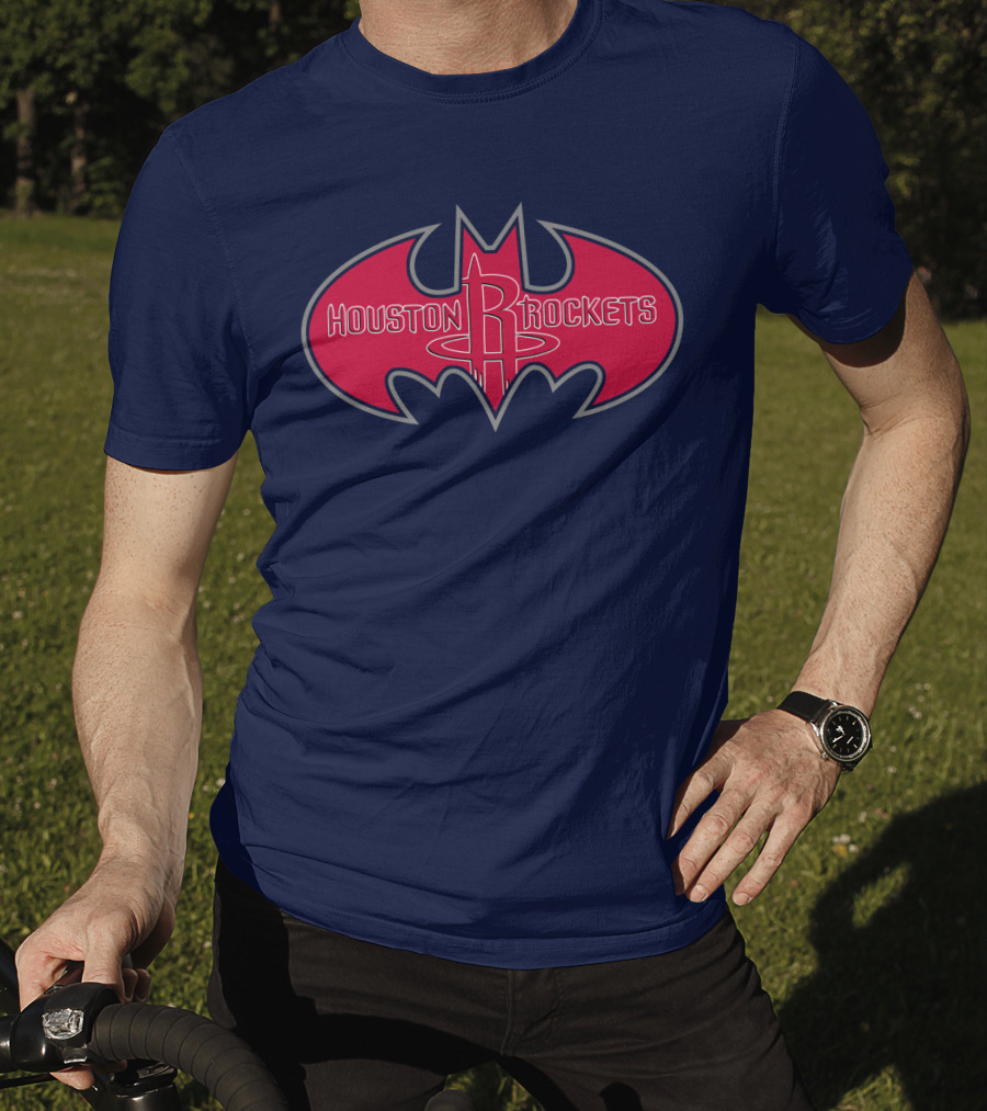 Houston Rockets Batman Logo Red Bat Symbol T-Shirt
