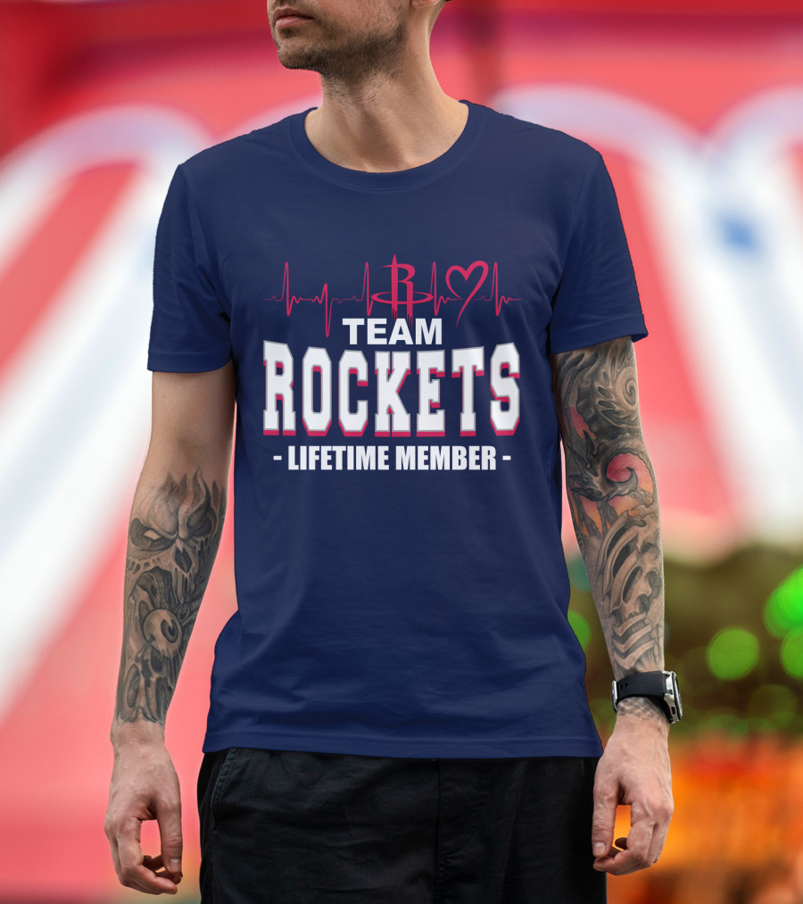 Team Rockets Lifetime Member Heartbeat Houston Rockets T-Shirt