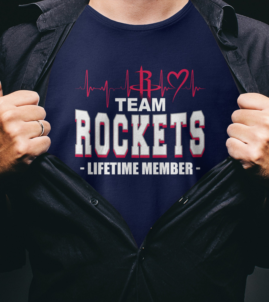 Team Rockets Lifetime Member Heartbeat Houston Rockets T-Shirt