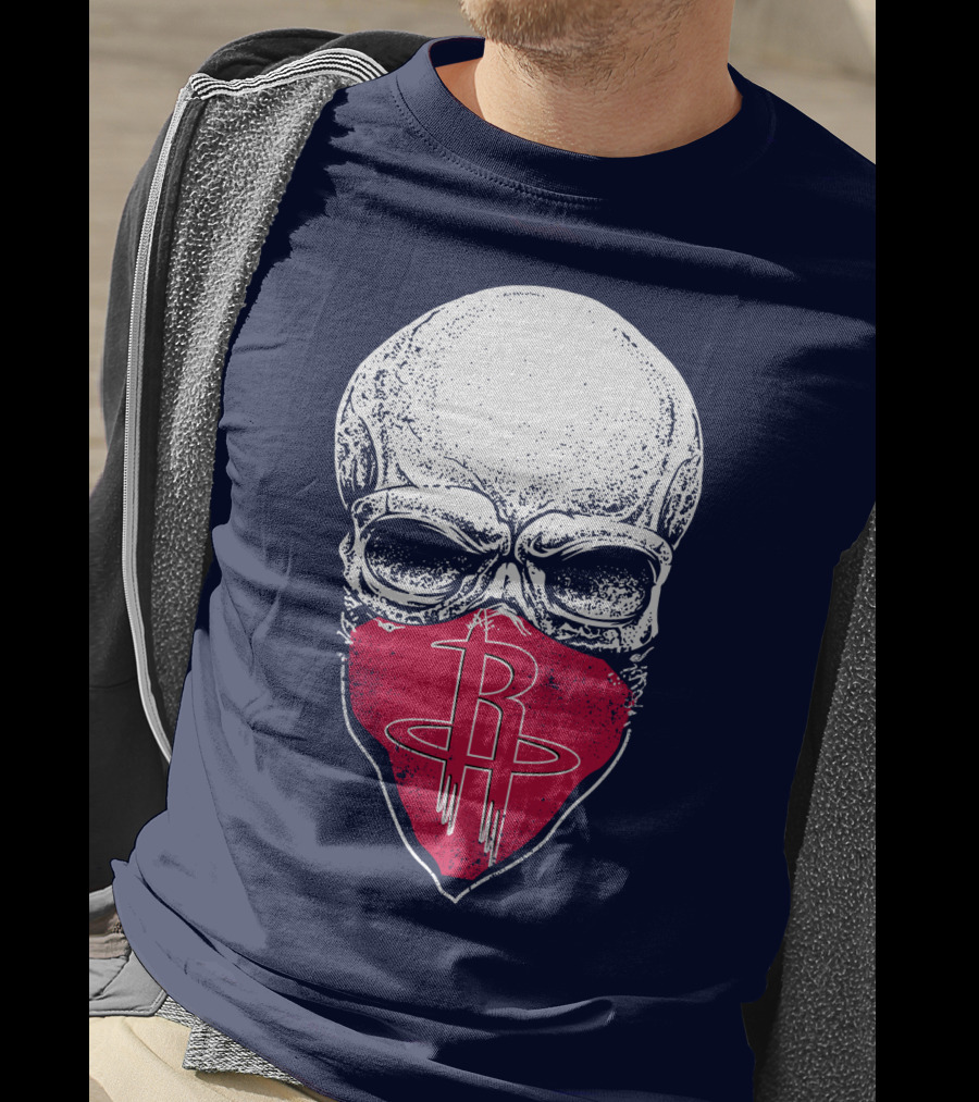 Houston Rockets Skull Logo Face Mask T-Shirt