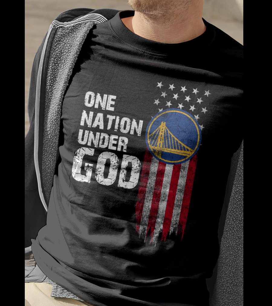 One Nation Under God Golden State Warriors American Flag Bridge T-Shirt
