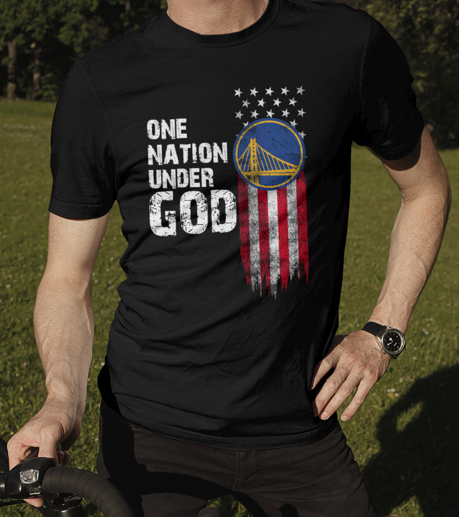 One Nation Under God Golden State Warriors American Flag Bridge T-Shirt