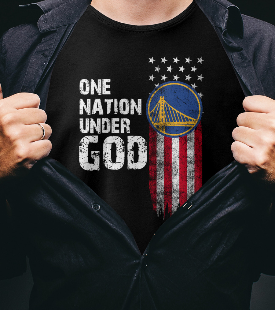One Nation Under God Golden State Warriors American Flag Bridge T-Shirt
