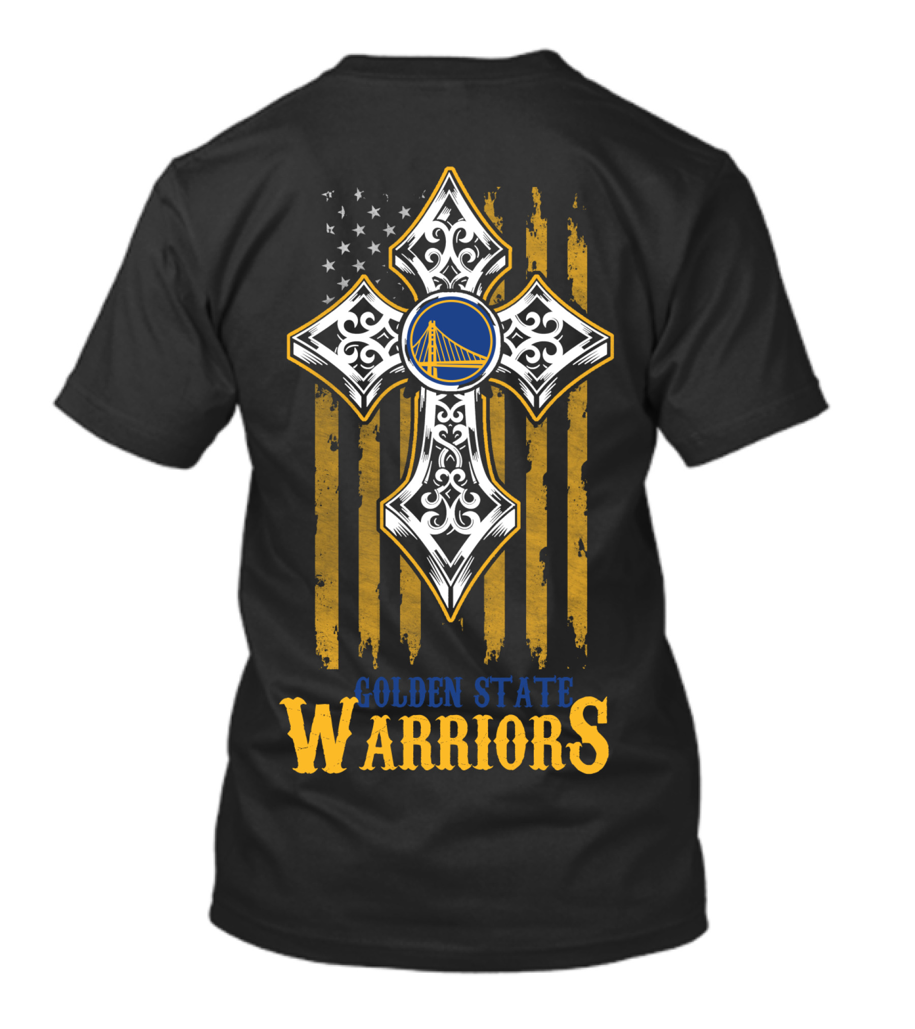 Golden State Warriors Cross With American Flag T-Shirt