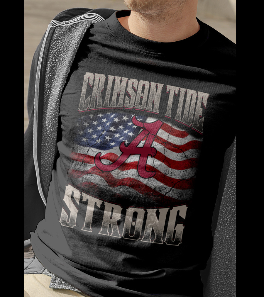 Crimson Tide Strong American Flag A T-Shirt