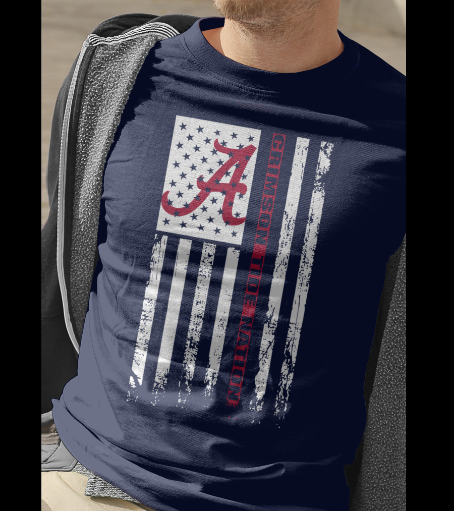 A Crimson Tide Nation Flag Stars Stripes Alabama T-Shirt