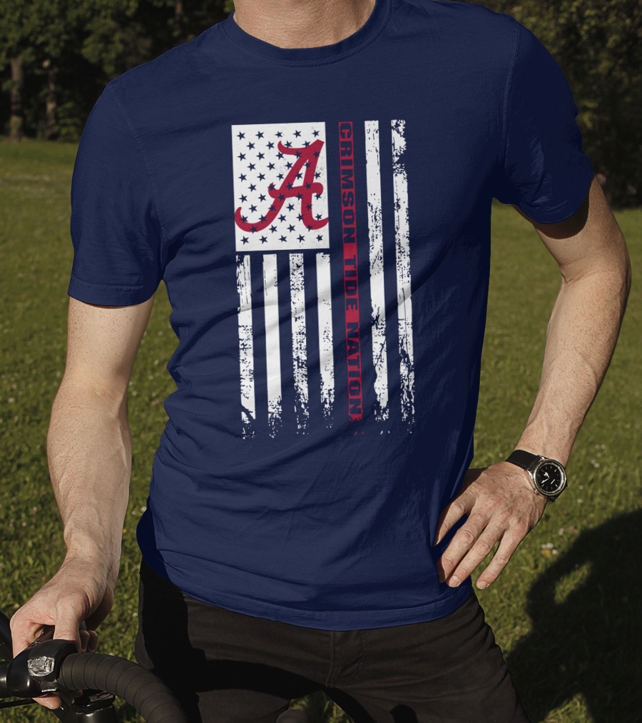 A Crimson Tide Nation Flag Stars Stripes Alabama T-Shirt