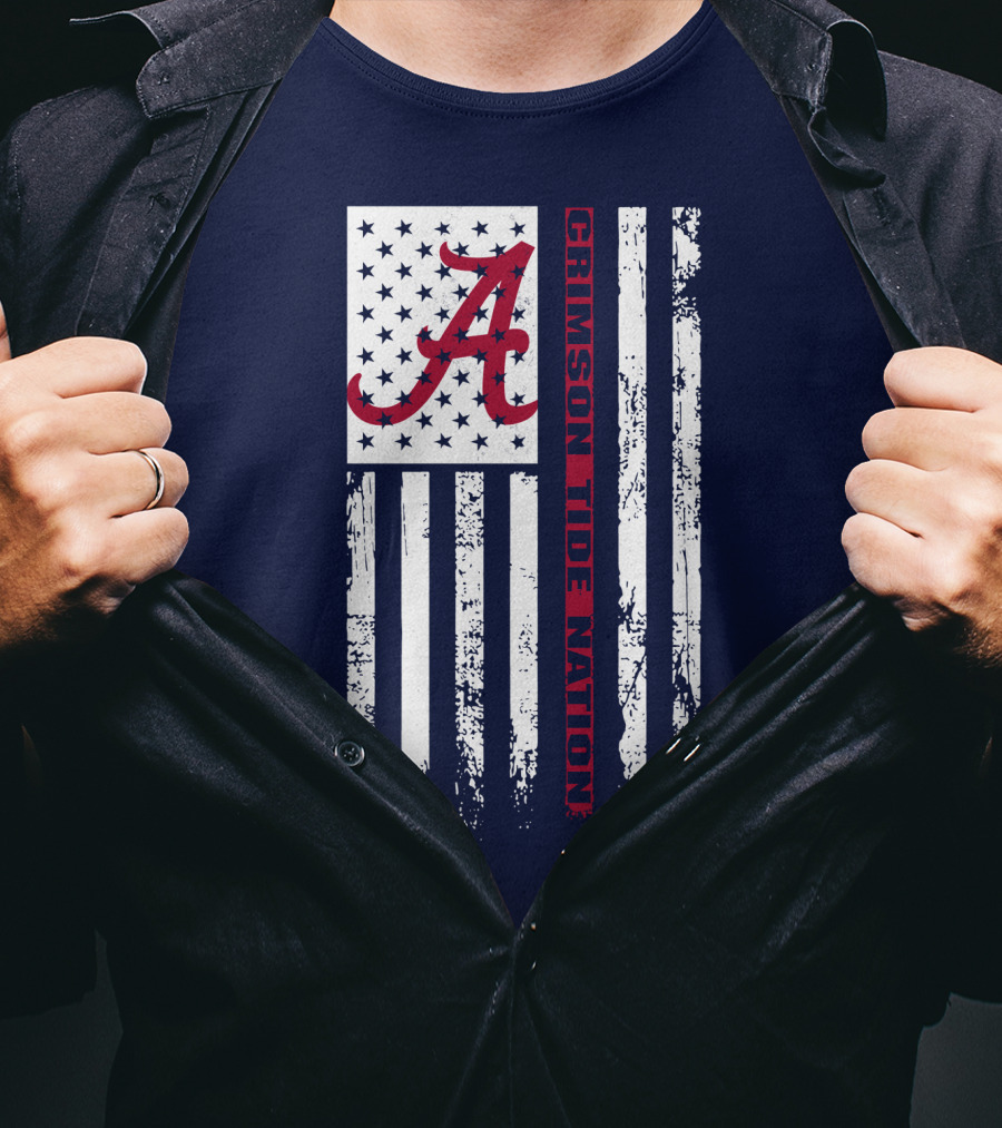 A Crimson Tide Nation Flag Stars Stripes Alabama T-Shirt