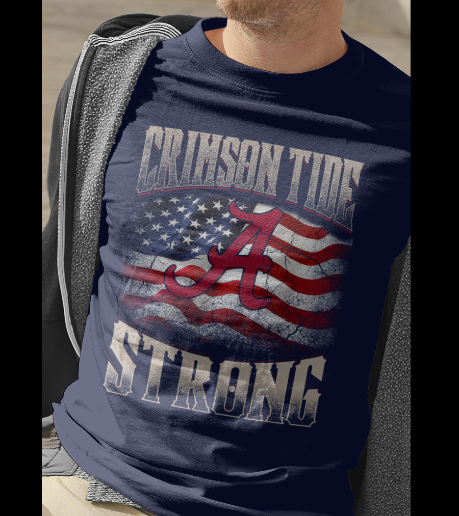 Crimson Tide Strong A American Flag T-Shirt