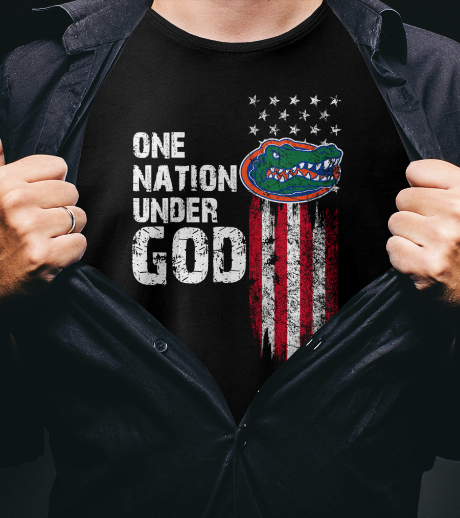 One Nation Under God Florida Gators American Flag Stars T-Shirt