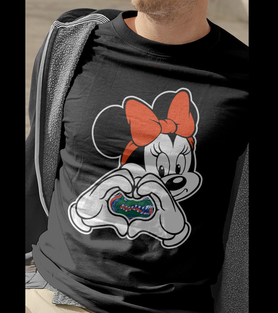 Minnie Mouse Florida Gators Fan Logo Heart Hands T-Shirt