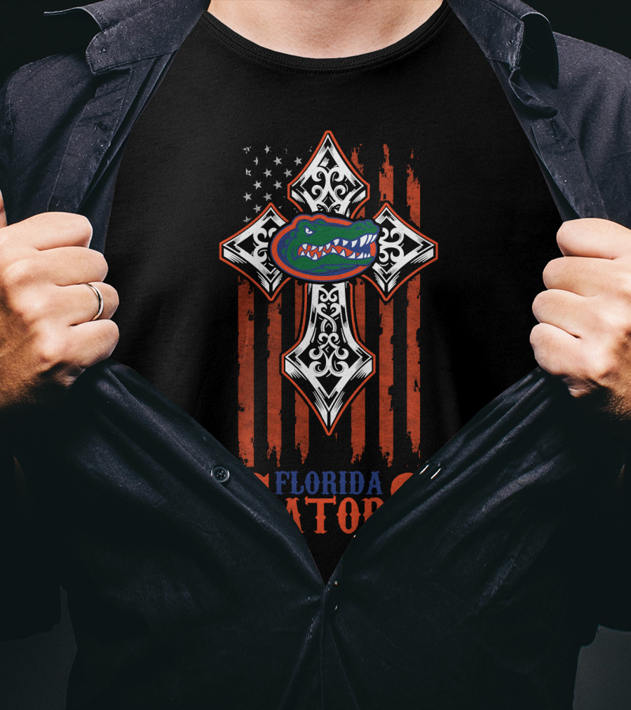 Florida Gators American Flag Cross T-Shirt