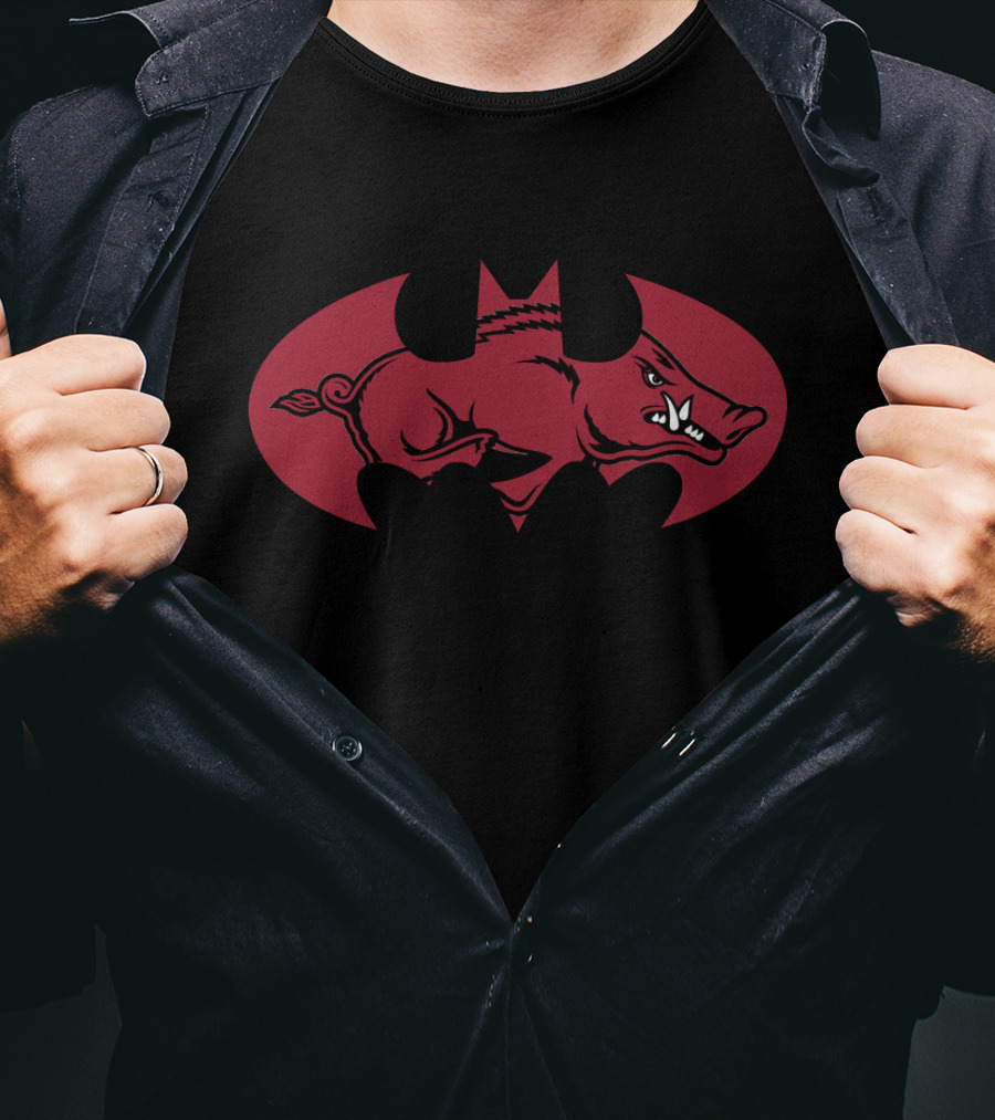 Arkansas Razorbacks Batman Logo Fusion T-Shirt